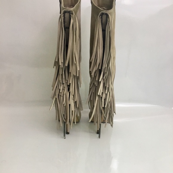 Guess by Marciano Shoes - Guess Marciano Tan Fringe Leather Sissy Boots Sz 5